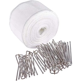 11 Yards/10 Meters Curtain Pleat Tape 2.8 Inch Pinch Pleat Heading Tape Pleat Tapes for Curtain with 30 Pcs Stainless Steel 4-Prong Hook Clips Machine Washable Accessories Kit for Rod Pocket