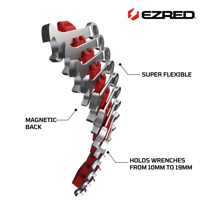 Magnetic Flexible 12 Slot Wrench Rack Holder Non-Marring Slim Design