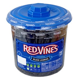 RedVines Licorice Twists, Black Licorice Flavor, 3.5 Pound Resealable Tub, Soft & Chewy Candy