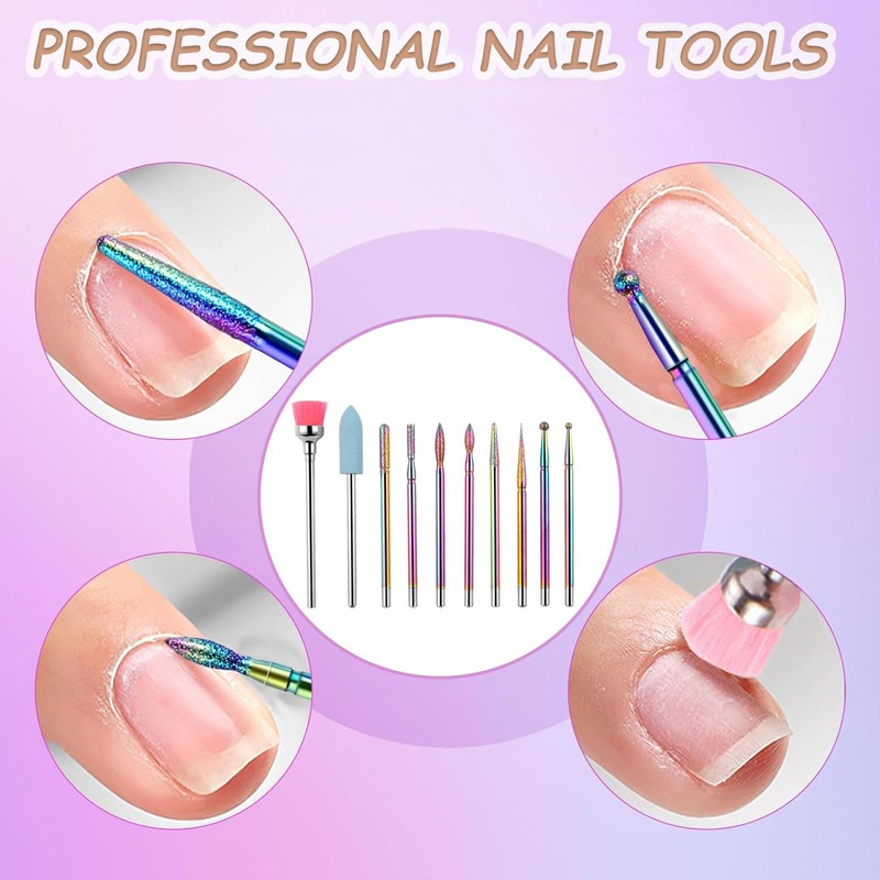 KASESSS 10 Pieces Efile Nail Drill Bits, Electric Nail File