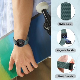 PaceBid Nylon Strap for CMF by Nothing Watch Pro 2, 22 mm Women Men Braided Magnetic Replacement Strap, Elastic Fabric Sport Replacement Strap for CMF by Nothing Watch Pro 2 - Light Green