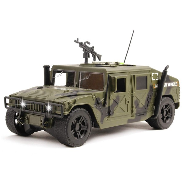 Vokodo Military Fighter Truck Friction Powered With Lights And Sounds Kids Push And Go 1:16 Scale Pretend Play Armored Army Vehicle Doors Open Quality Action Toy Car Great Gift For Children Boys Girls