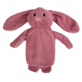 K Collection 3D Novelty Hot Water Bottle with Removable Cover - Pink Bunny Design - Soft Plush Cover - Premium Natural Rubber