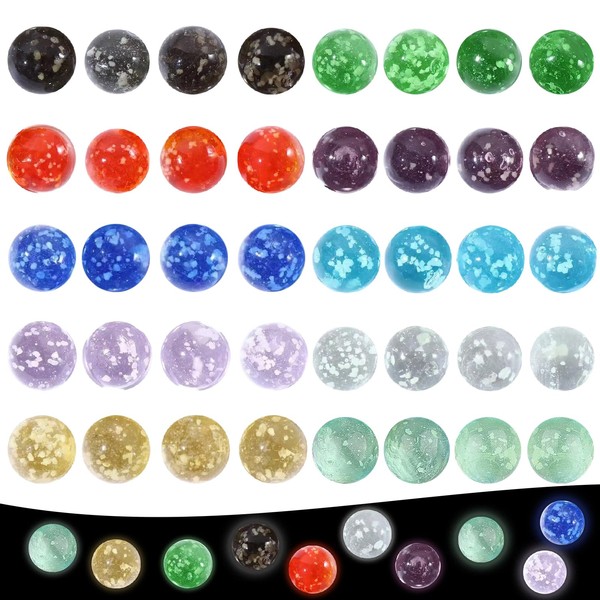 SHIQUAN Murmeln Glas, 40 Stück Murmeln Kinder, 16mm Glasmurmeln Bunt,