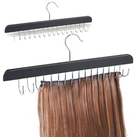 2PCS Hair Extension Holder Wooden Hair Extension Hanger Braiding Hair Rack for Extra Wide Weft Full Length Weft Hair Rack for Styling,Storage,Washing, Drying, Coloring for Barber Shop/Home