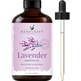 Handcraft Lavender Essential Oil - Huge 4 OZ - 100 Pure  Natural  Premium Therapeutic Grade with Premium Glass Dropper                                