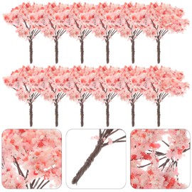 12pcs Miniature Model Cherry Blossom Trees Diorama Scenery Layout Park Street Landscape Railroad Train Scenery Fake Architecture Decor