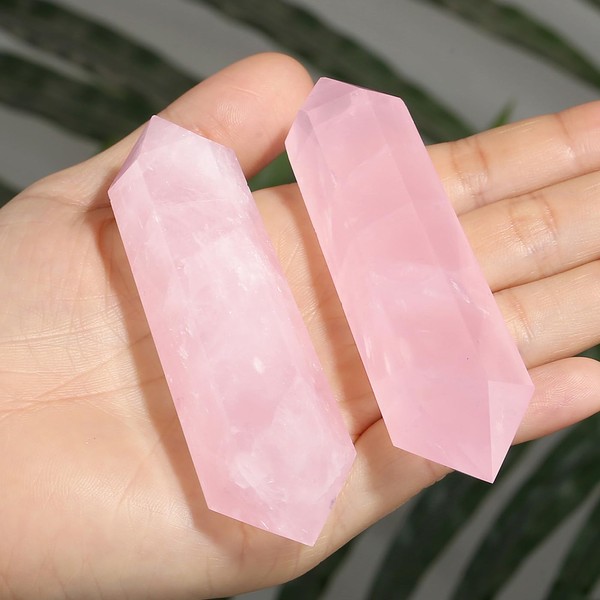 GUJOXILA 8-9 cm Rose Quartz Large Crystals Stones Hexagonal Gemstones
