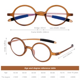 DOOViC-Gafas de lectura redondas Lectores de bloqueo de luz azul Lectores redondos de diseño de moda ligeros y flexibles para mujeres Hombres +2.5 de fuerza