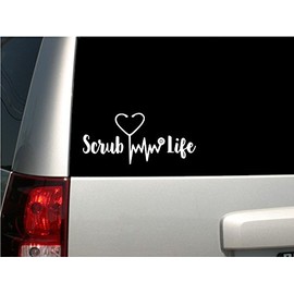 Appalachian Decals 6" White Vinyl Scrub Life Decal - Nurse - Doctor - RN - LPN - CNA - Made in The USA