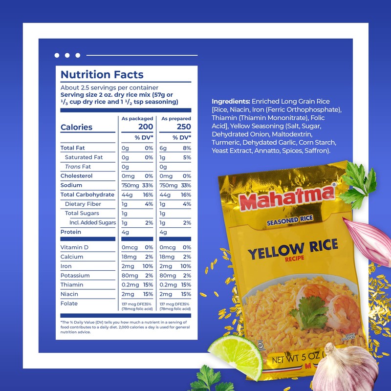 Mahatma Yellow Rice Mix, Long-Grain Rice, Stovetop or Microwave Rice,