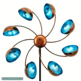 Honiweer Iron Art Windmill with 360° Rotation, Garden Stake, Metal Spinning Yard Art, Wind Sculpture for Lawn, Patio, Outdoor Garden Decor (Gold)