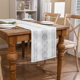 Tosleo Boho Table Runner Gray Stripe Table Runner for Modern Farmhouse Decor Geometry Woven Runner for Home Dining Table décor Weddings Holiday 12 x 120 Inch Long