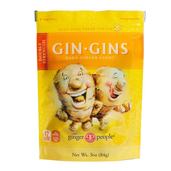 GIN GINS Double Strength Ginger Candy by The Ginger People – Individually Wrapped Healthy Candy – 3 oz Bag – Pack of 24