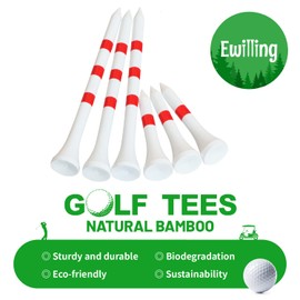 EWILLING Three Striped Marking Bamboo Golf Tees 80 Count 3-1/4 inch with 20 Count 1-1/2 inch Tees Mixed Pack Available in Black Red Blue Pink (Red Stripes(3-1/4"+1-1/2"))