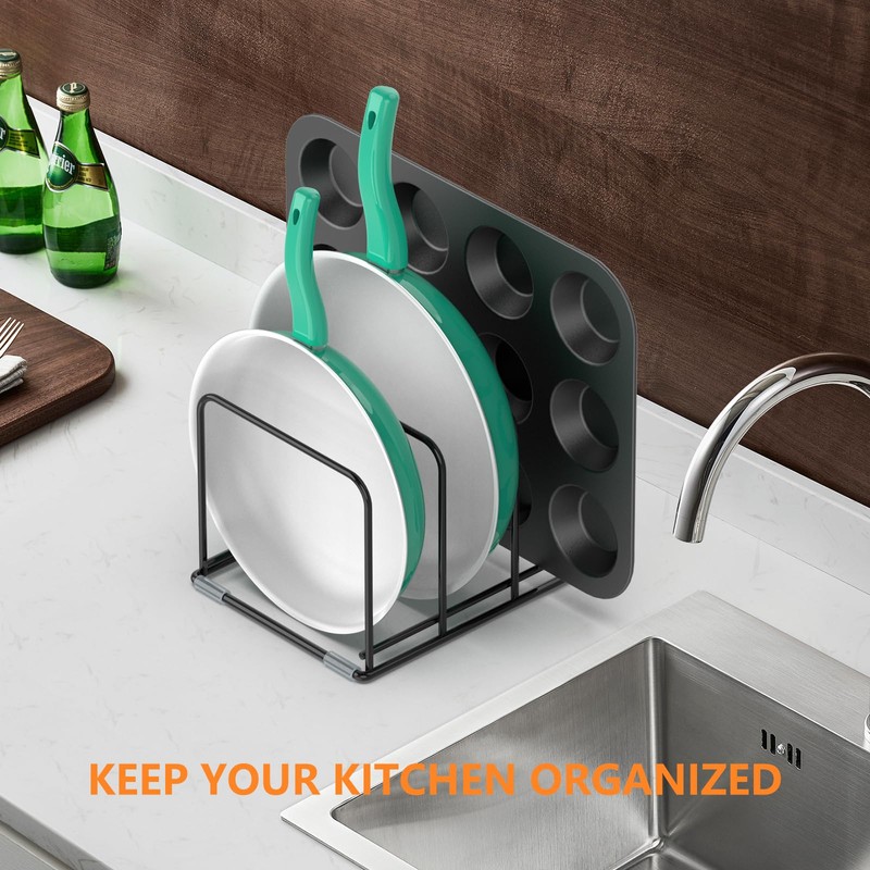 KORRTFID Kitchen Cabinet Organizer, 2PSC Steel Cookware Holder, Divided Holder