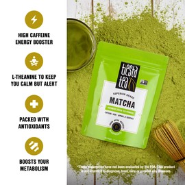 Tiesta Tea - Superior Matcha | Superior Grade Japanese Matcha Powder | High Caffeinated Green Tea | Make Hot or Iced | Up to 21 Cups | 1.5oz Resealable Pouch