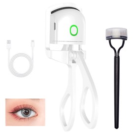Rizador de pestañas eléctrico,Enchinador de Pestañas Eléctrico Térmico Recargable,2 Modos de Temperatura,Calentamiento Rápido,Eyelash Curler Maquillaje de Mujer con Cepillo Peine Separador Para Pestañas. (BLANCO)
