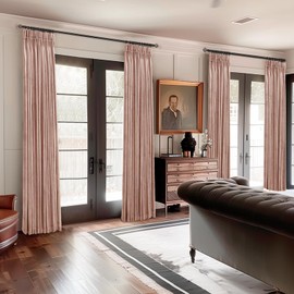 CAPALOCA Velvet Pinch Pleated Blackout Curtains 96 Inch Length 2 Panels with Hooks, Luxury Curtains for Bedroom Living Room, Back Tab Soft Room Darkening Drapes, W40xL96, Blush Pink