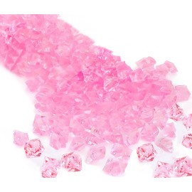 E-Hause 2300PCS Clear Fake Ice Pink Fake Ice Acrylic Fake Diamonds Vase Fillers Crushed Ice Rocks Plastic Gems for Wedding Party Centerpiece Fish Tank Table Scatter Photography Props