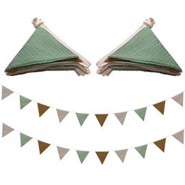 Kotkiddy 2 Stück Wimpelkette Kinderzimmer Deko, Babyzimmer Deko, Kinderzimmer Hausbett Deko, Musselin Baumwolle Stoff Wimpelkette, Tolles Zubehör Für Hausbett(B)