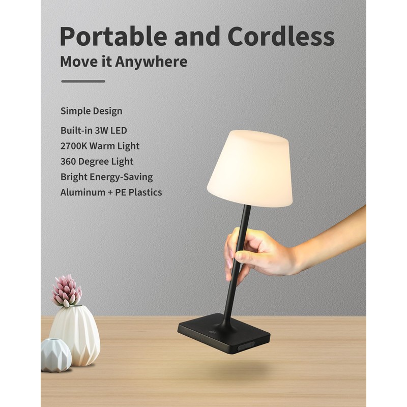 NEWSEE Outdoor Waterproof Cordless Table Lamp, 4000mAh Portable Rechargeable Battery