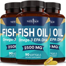 NEW AGE NEW AGE Omega 3 Fish Oil Supplement - Non GMO - EPA, DHA Fatty Acids Gluten Free (270 Softgels (Pack of 3))