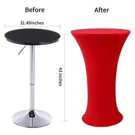 LIGCARESS Cocktail Table Covers 1pc 32x43 inch,Red Spandex Stretch Round Cocktail Tablecloth for Round Tables,Banquets,Outdoor Parties,Weddings,High top Table Covers(1pc Red 32X43)