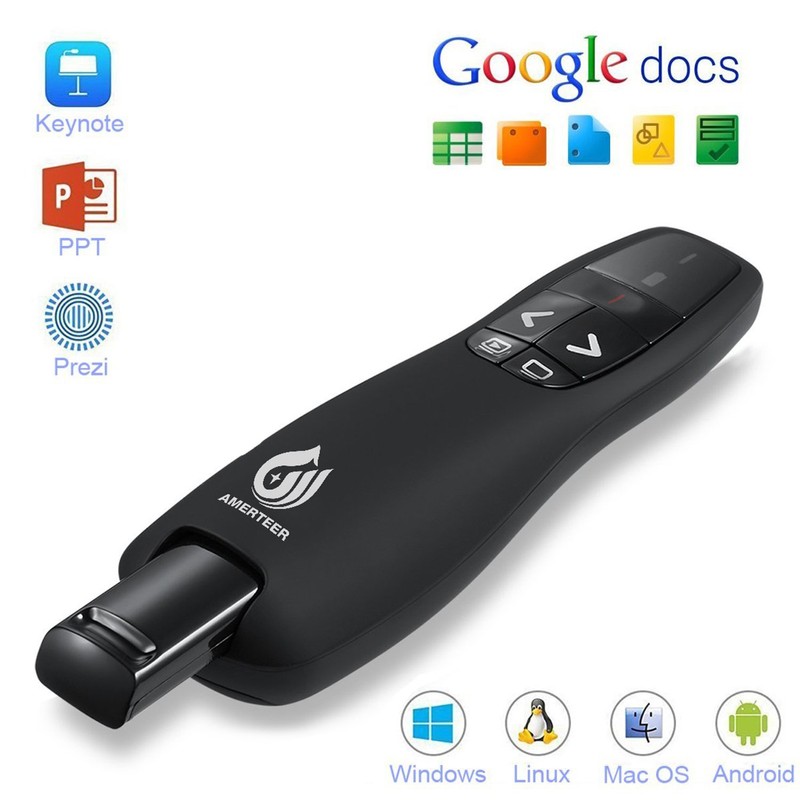 AMERTEER Wireless Presenter, 2.4GHz Powerpoint Presentation Remote Control Office PowerPoint