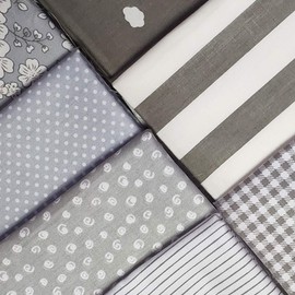 Misscrafts 7pcs Quilting Fabric 100% Cotton Craft Fabric Bundle Squares Grey Fat Quarters 18" x 22" for Patchwork DIY Sewing Scrapbooking