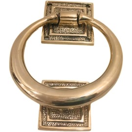 Beautiful Brass Ring Door Knocker Smooth Round Shape 5" Diameter Front Door Knocker Polished Brass Mounting Hardware Home Decoration for Front Door Accent and Door Accessories