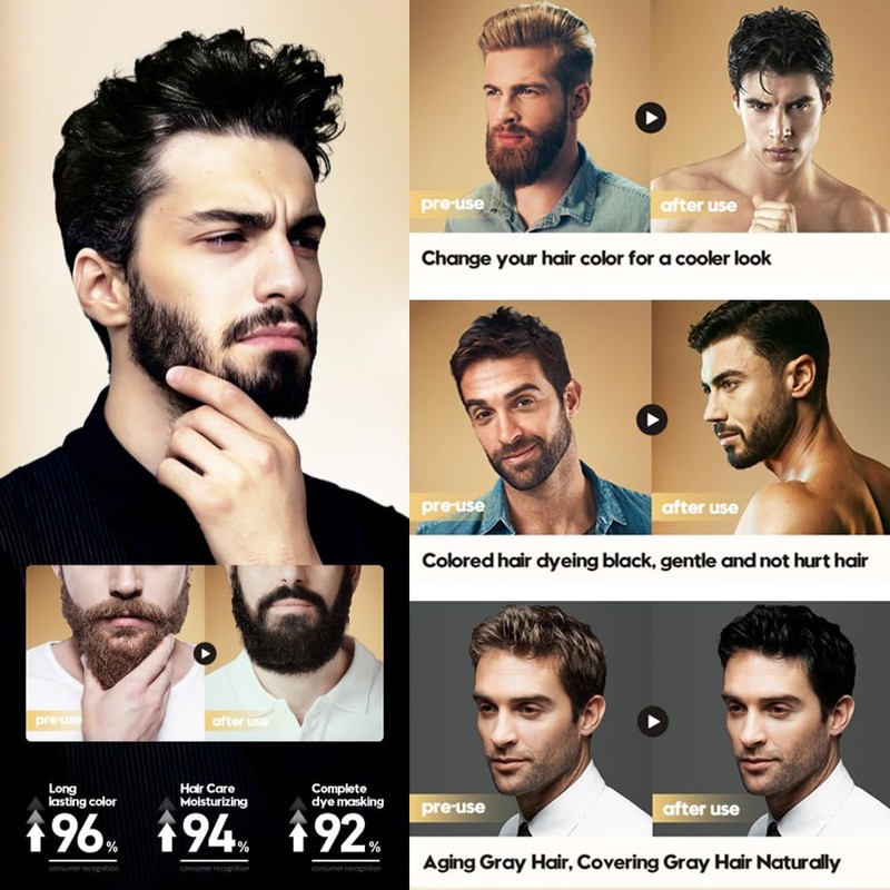 Black 5-Minute Mixing Beard Grooming Kit - Grey Reducing, 4-in-1