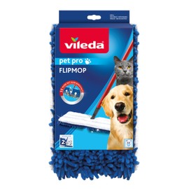 Vileda Flip Mop Replacement-Cleans and Brightens All Types of Floors, Plastic Cotton, White and Blue