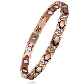Jeracol 99% Pure Copper Bracelets for Women– Magnetic Bracelet for Women– Adjustable Length Included Sizing Tool in Gift Box(Copper Crystal)