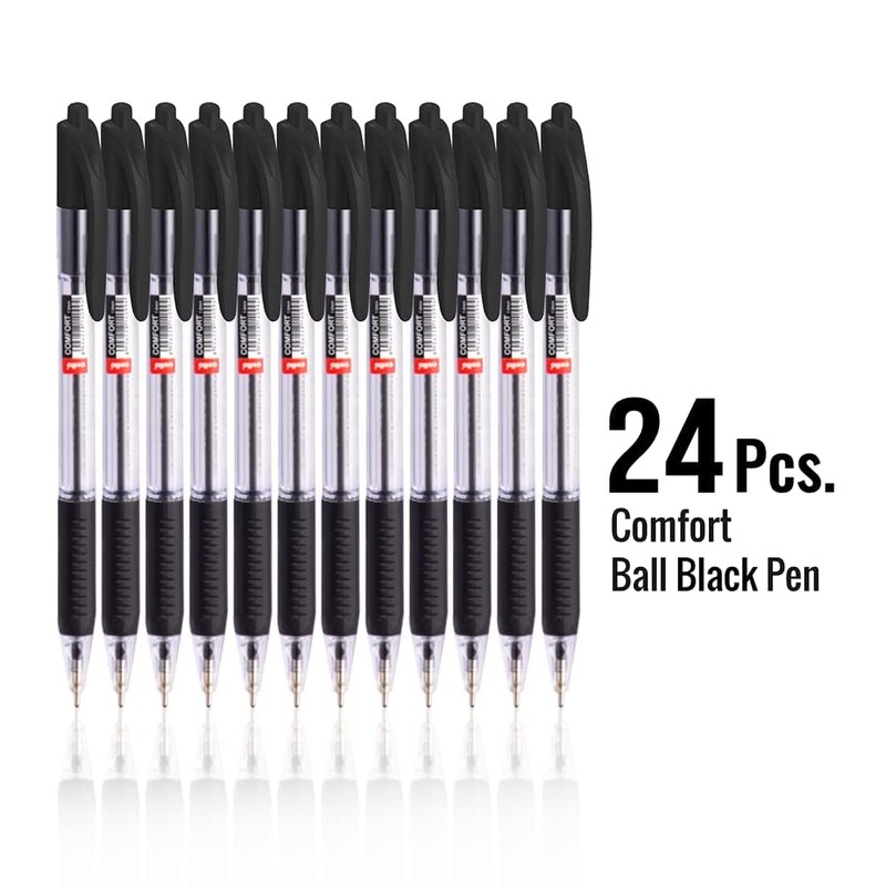 Cello Ballpoint Pens Black Extra Comfort Grip Ball Pens Medium