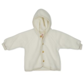 Engel Wool Fleece Baby Jacket with Hood (Babyjacke Fleece Schurwolle) - natural, size: 62-68