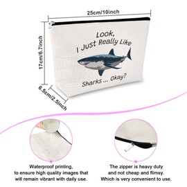 Shark Lover Gift for Women Makeup Bag Shark Themed Gift Animal Lover Gift for Shark Lover Cosmetic Bag Inspirational Gift for Sister Friends Friendship Birthday Graduation Gift Travel Cosmetic Pouch