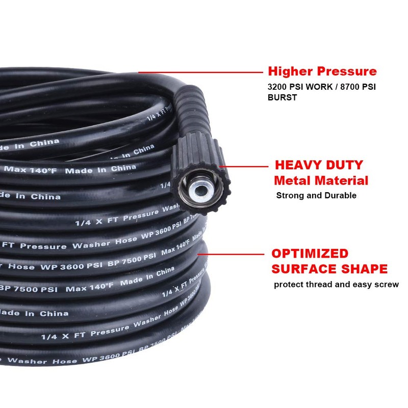25 Ft High Pressure Washer Hose, Upgraded Power Washer Hose