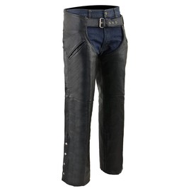 Milwaukee Leather Chaps for Men's Black Leather Slash Pocket- Snap Out Thermal Lined Motorcycle Riders Chap- SH1103 - Medium