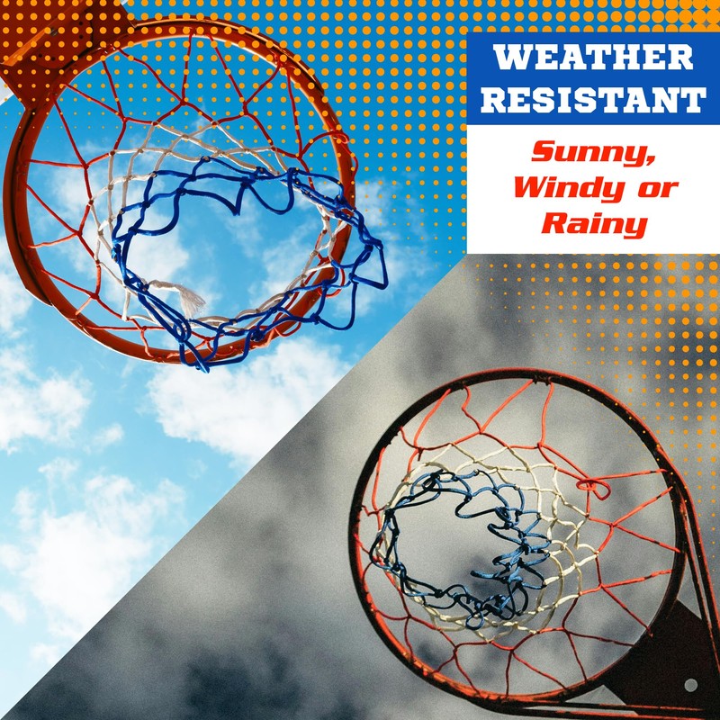 PRISP Nylon Tricolour Basketball Net - Weather Resistant All Courts