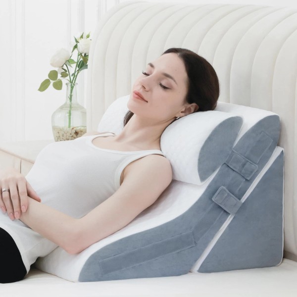 Foamalusion 3PCS Bed Wedge Pillow for Sleeping 20-in-1 Adjustable Memory