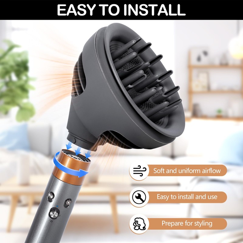 CurlDiffuserAttachmentCompatiblewithDysonAirwrapHS01HS05HS08,Professional Curly Hair Diffuser Styling Tool Accessory, Hair Diffuser to