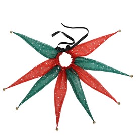 Adult Victorian Net Collar Pointed Clown Neck Accessories with Bell Carnival Costumes, red/green