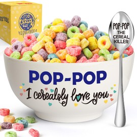 YEUYUQIU Pop Pop Gifts for Grandpa - Birthday Gifts for Poppop from Grandchildren, Poppop Cereal Bowl Set - Ideal Father's Day Christmas Gifts for Pop Pop/Grandpa from Granddaughter Grandson