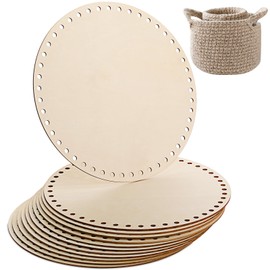 Fanfanwin 12 Pcs Wooden Basket Bottom Moses Crochet Basket Round Base Unfinished Wood Knitting Base for DIY Craft Weaving Making Supplies Home Decoration(10 Inches)