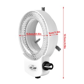 Microscope LED Light, Microscope Camera Ring Light, 144 LED Beads Light Source Brightness Adjustable Ring Lamp for Stereo Microscope Jewellery Repair Lamp (White)