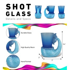 CoTa Global Cool Blue Mermaid Tail Shot Glass - Novelty Glassware Home and Bar Liquor Accessory, Fun Ocean Life Shooter for Espresso and Alcohol Drinks - 3.4 Inches