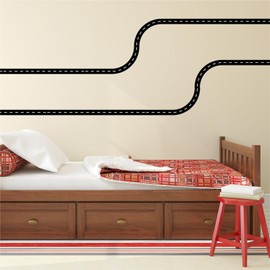 Highway Wall Decals Speedway Wall Sticker for Boys Room Race Car Road Wall Stickers Peel and Stick Border Decals for Wall Road Track Wall Stickers for Kids Room Bedroom Playroom Nursery Decor