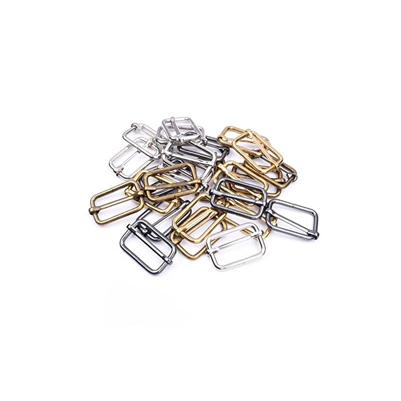 CooBigo 25 Pack 1 Inch Metal Adjustable Slide Buckles Tri-Glide