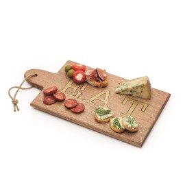 Artesà Mango Wood Cheese Board/Antipasti Serving Board with 'EAT' Lettering, Food Sharing Platter for Sandwiches, Antipasti, Starters and Dinner Parties, 38 x 20.5 cm - Wooden